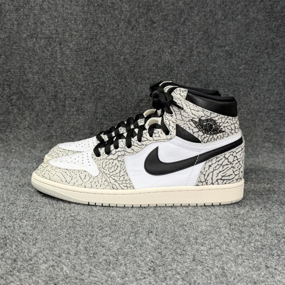 Jordan 1 Retro High OG Shoes Men's 10 White Cement Athletic Basketball Sneakers
